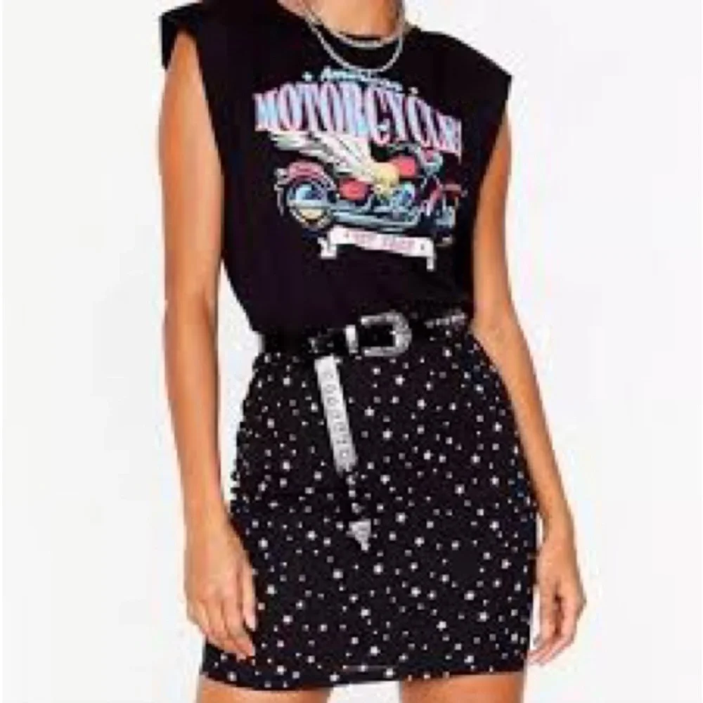 Nasty Gal Star Print Mini Skirt Black White Women’s Size 6